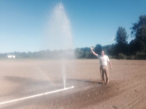 We're water-rich at the new farm! (That's a 20 foot geyser.)
